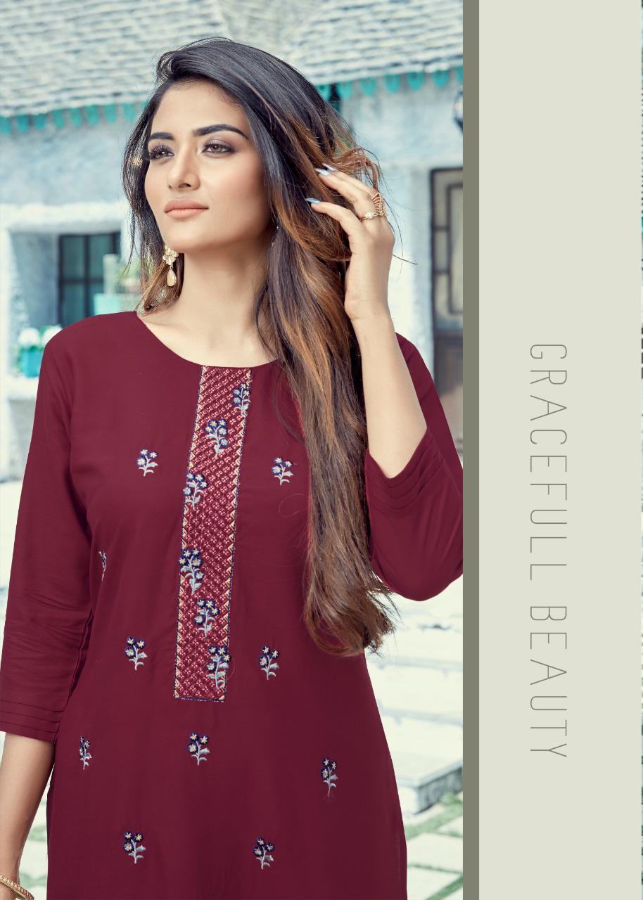 Krishriyaa Blush Ethnic Wear Viscose Rayon Designer Latest Kurti Collection